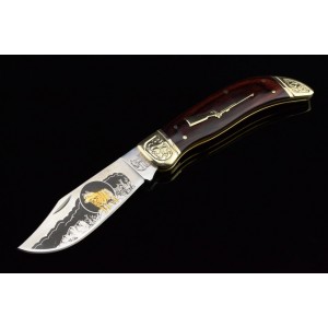 5Cr17MoV Stainless Steel Blade Wooden Handle Pocket Knife 