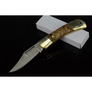 Damascus Steel Blade Wooden Handle Damascus Knife Pocket Knife2795