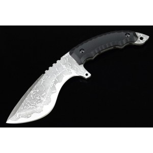 7cr17 Stainless Steel G10 Handle Acid-etched Pattern Finish Hunting Knife 