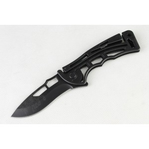Fierce Tiger 440 Stainless Steel Blade Aluminum Black Etched Finish Pocket Knife3110