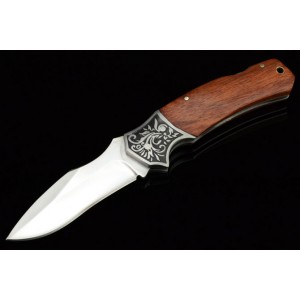 3Cr13 Stainless Steel HardwoodHandle Mirror Finish Pocket Knife 3130