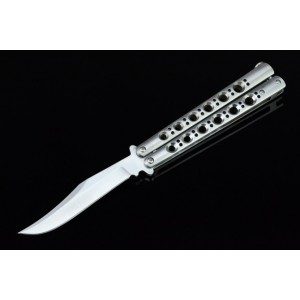 All 440 Stainless Steel Satin Finish Clip-point Butterfly Bolisong Knife3135