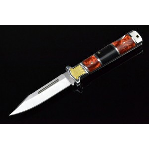 3Cr13 Stainless Steel Metal Bolster With Imitation Shell & BoneHandle Folding Blade Knife 3322