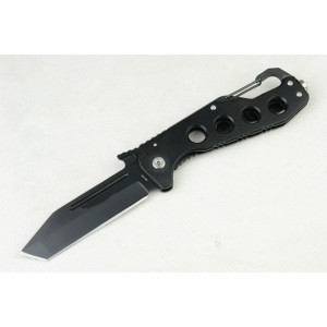 440C Stainless Steel Blade Metal Handle Black Finish Tanto Edge Liner Lock Multi-functional Pocket Knife3614