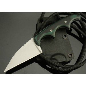 CRKT 7Cr17Mov Steel Blade Wood Handle Wharncliffe  Edge Neck Knife with ABS Sheath 1987