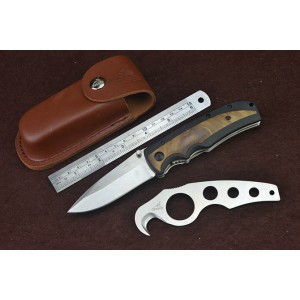 5Cr13Mov Steel Blade ABS&Wood Handle Multi-functional Folding Knife 5198