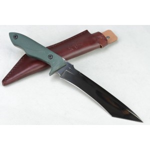 FOX.D2 Steel Blade G10 Handle Titanium Coated Fixed Blade Knife with Leather Sheath3713