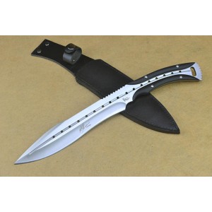 5Cr15Mov Steel Blade G10 Handle Full Tang Tactical Knife with Leather Sheath4738