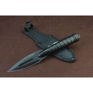 3Cr13Mov Steel Blade Fiberglass Nylon Sheath Black Titanium Finish Tactcal Knife4891