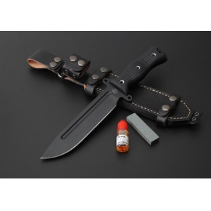 1095 Steel Blade G10 Handle Teflon Coated Finish Tactical Knife with Leather Sheath5025