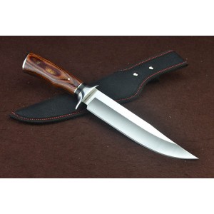 3Cr13Mov Steel Blade Metal Bolster Wood Handle Hunting Knife with Nylon Sheath5135