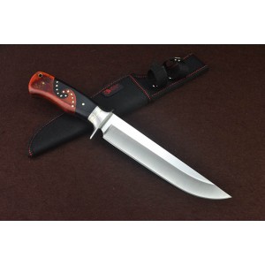 3Cr13Mov Steel Blade Metal Bolster Wood Handle Hunting Knife with Nylon Sheath5099