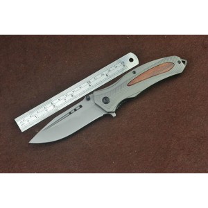 Boker.5Cr13Mov Steel Blade Metal Wood Handle Titanium Finish Liner Lock Pocket Knife4944