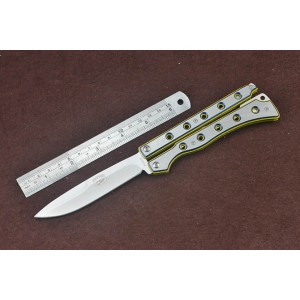 3Cr13Mov Steel Blade Metal Handle Satin Finsih Balisong Knife4931