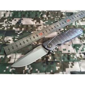 9Cr18MoV Steel Blade TC4 Titanium Handle Stonewash Finish Ball Lock Pocket Knife4766