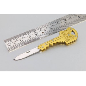 SOG Gold Key .420 Stainless Steel Blade Metal Handle Mirror Finish Back Lock Small Pocket Knife4791
