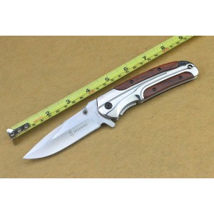 Browning.3Cr13MoV Steel Blade Metal Bolster Wood Handle Satin Finish Liner Lock Pocket Knife4743
