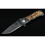 Browning.440C Stainless Steel Blade Wood Handle Imitation Damascus Finish Liner Lock Pocket Knife2549