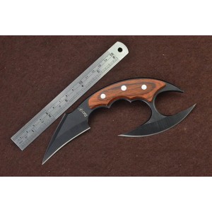 Stainless Steel Blade Wood Handle Karambit Knife Fixed Blade with Nylon Sheath