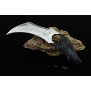 8Cr13MoV Steel Blade Micarta Handle Fixed Blade Karambit Knife with Leather Sheath