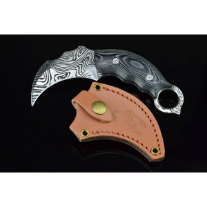 5Cr13MoV Steel Blade Micarta Handle Karambit Fixed Blade Knife with Leather Sheath