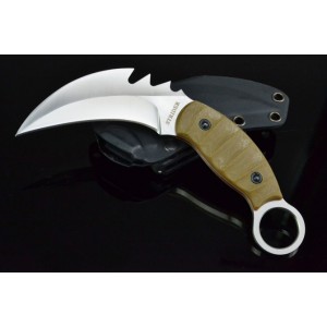 7Cr17Mov Steel Blade G10 Handle Karambit Knife with Kydex Sheath