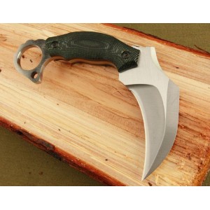 5Cr13MoV Steel Blade Micarta Handle Karambit Knife with Leather Sheath