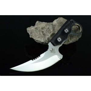 7Cr17MoV Steel Blade Leather Handle Karambit Knife with Leather Sheath