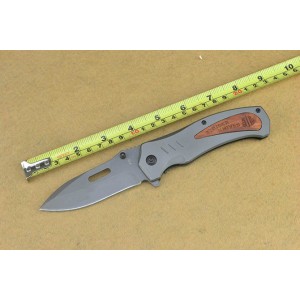 Strider.440 Stainless Steel Blade Metal Bolster Wood Inlay Handle Liner Lock Titanium Finish Pocket Knife4580