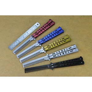 Benchmade.3Cr13MoV Steel Blade Metal Handle Satin Finish Comb Balisong Knife5064