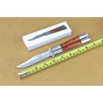 Benchmade.440 Stainless Steel Blade Metal Bolster Wood Handle Satin Finish Balisong Knife4545