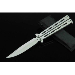 Benchmade.420 Stainless Steel Blade Metal Handle Satin Finish Balisong Knife3983