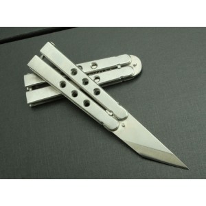 Benchmade.5Cr13MoV Steel Blade Metal Handle Satin Finish Balisong Knife3943
