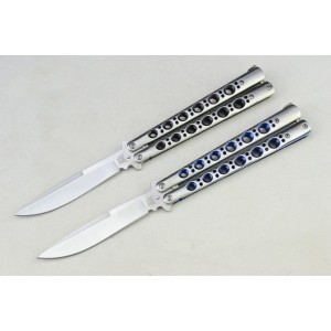 Benchmade.440 Stainless Steel Blade Metal Handle Satin Finish Balisong Knife3643
