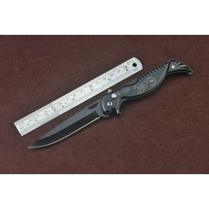 3Ccr13MoV Steel Blade Metal Handle Black Finish Liner Lock Pocket Knife4917