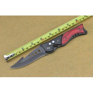 420 Stainless Steel Blade Metal Bolster Wood Handle Black Finish Pocket Knife4748
