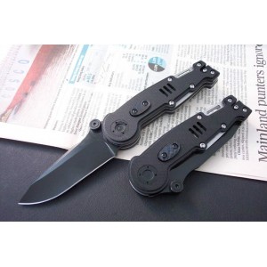 440 Stainless Steel Blade G10 Metal Handle Black Finish Pocket Knife0989