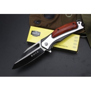 Buck.5Cr15MoV Steel Blade Metal Wood Handle Liner Lock Folding Blade Knife Pocket Knife5853