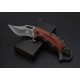 FOX.5Cr15MoV Steel Blade Wooden Handle Gray Titanium Finish Liner Lock Folding Blade Knife 5916