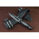 7Cr17MoV Steel Blade Fiberglass Nylon Handle Titanium Finish Survival Knife Fixed Blade Knife with Kydex Sheath4877