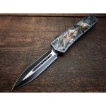 440 Stainless Steel Blade Metal Handle Push-botton Black Satin Finish Automatic-opening Knife5870