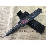 440C Stainless Steel Blade Aluminum Handle Black&Satin Finish Push-botton Folding Blade Knife5980