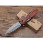 440C Steel Blade Metal&Rosewood Handle Titanium Finish Liner Lock Folding Blade Knife Pocket Knife5993