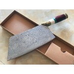 European Royal VG10 Damascus Blade Rosewood&OX Bone&Brass&Green Stone Handle Forged Damascus Finish Kitchen Knife5999 