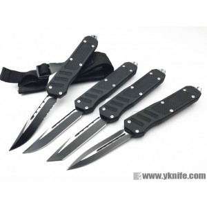 T07.Stainless Steel Aluminum Handle Tanto Blade Push Button Automatic OTF Knife