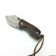 Damascus Steel Blade Ebony Wood Handle Small Pocket Knife
