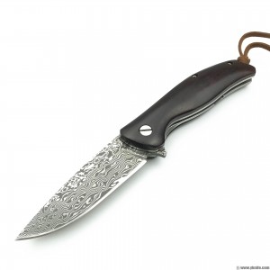 8 inch Damascus Hunting Knife Wood Handle Pocket Hunting Knife